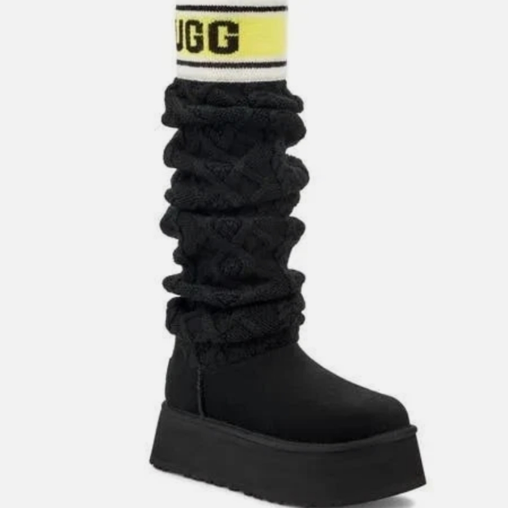 UGG OVER THE KNEE CLASSIC SWEATER LETTER TALL 2" PLATFORM BOOTS.... Size 7
